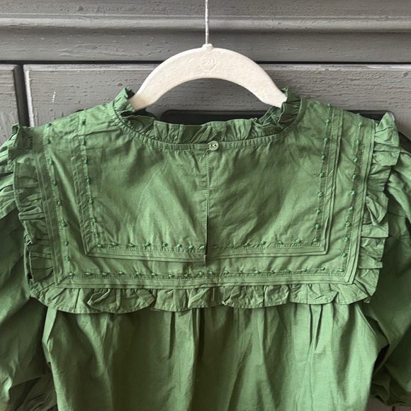 Ulla Johnson Forest Green Adeline Ruffle Top - Picture 5 of 7